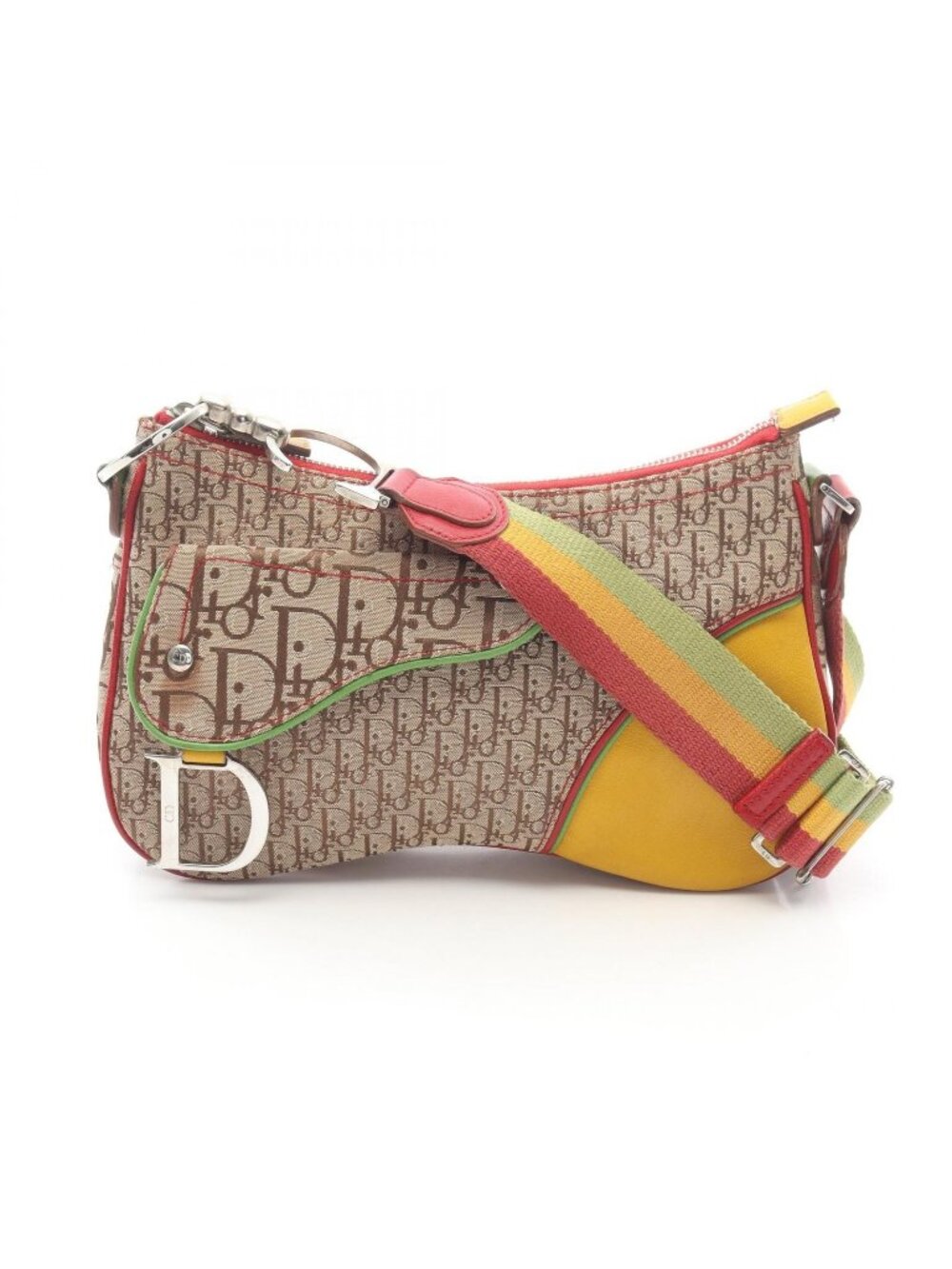 Dior Shoulder Bag Rasta Trotter Saddle Pocket Canvas Leather